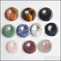 Charms Fashion Natural Stone Mix Gogo Donut Charm Pendants Beads 25 mm para joyer￭a de pulsera de collar