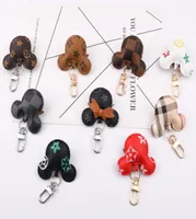 Mouse Design Car Keychain Flower Bag Pinging Charm Jewelry Keyring Titular para homens homens Presente Moda PU Correia Animal Chain A7313878