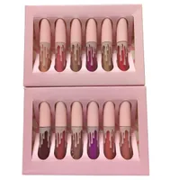 Maquillaje Lip Gloss Holiday Birthday Edition Edition Kit de labios 6 Color Matte Waterproof Fashion Collection6890357
