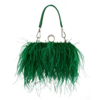 Evening Bags Luxury Ostrich Feather For Women Chain Shoulder Crossbody Bag Tassel Party Clutch Purse Green Wedding Handbags 221207