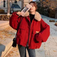 Women's Down Parkas Lucyever Korean tjock fleece Kvinnor Winter Jacket Fashion Loose Warm Plush Female Elegant Lapel dragkedja Pocket Velvet Coat 221207