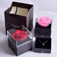 Eternal Rose Blumen Schmuckschachtel Geschenkverpackung Halskette Ring erhalten Blumen Geburtstag Geschenkbox für Valentinstag Muttertag EE EE