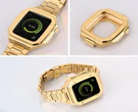 2 In 1 roestvrijstalen riemkoffer voor Apple Watch Band Golden Modification 45mm 44 mm 41 mm metalen mod -kit Set voor IWatch Series 7 6 7609666