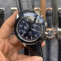 AAA U1 44mm Męski Zegarek Mężczyźni Automatyczny zegarek mechaniczny Księżyc Faza Faza Niebieski czarny skórzany pasek szafirowy kryształowy wodoodporny
