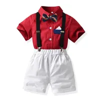 Clothing Sets Suits Baby Clothes Children Boys Short-Sleeved Shirt Bib Shorts Spring Summer Show Dress E17427