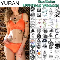 Временные татуировки Yuran 1000 штук оптом 10х6 см. Факовая татуировка Временная геометрическая волчья роза Тату