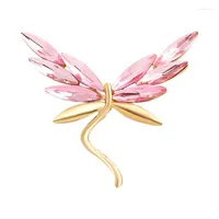 Brooches Pink Crystal Dragonfly Alloy Pins For Women Classic Insect Party Office Butterfly Brooch Gifts