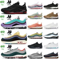 Wholesale Mens 97s Running Shoes Silver Bullet Triple White Black Sean Wotherspoon Have a Nice Day Womens Sneakers Sports Outdoor Fashion Trainers Size 36-45