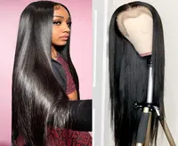Brazilian Straight Lace Front Wig Handtied HD Laces Wigs Remy Human Hair Wig Pre Plucked Natural Hairline1297050