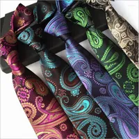Boogbladen skng ontwerp paisley jacquard geweven 8 cm slanke stropdas heren stropdas voor mannen rode bruiloft mode casual nek 21 kleuren