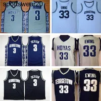 NCAA Mens Georgetown Hoyas 3 Allen Iverson College Jerseys 33 Patrick Ewing University Callball Shirt Jersey Jersey