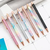 Glitter Ballpoint Pens for Women Girls Fancy Writing Pens Metal Retractable Black Ink Medium Point Pens 1 mm Journaling Pen