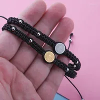 Link Bracelets St Benedikt Medaille Perlengeflochtenes Armband f￼r Frauen M￤nner Metall San Saint Charme Einstellbarer handgestricktem Gro￟handel 5