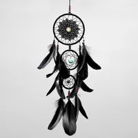 Interior Decorations Black Multi-ring Dream Catcher Wind Chimes Key Rings Auto Accessorie Car Rearview Mirror Pendant Jewelry Hanging