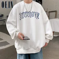 Mens Hoodies Sweatshirts OEIN Korean Oversized Hip Hop Graphic Printed Man Casual Autumn Fleece Male Loose Pullovers Tops 221207