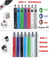 Custom Vape 510 Thread Preheat VV Battery Evod Micro USB Passthrough Bottom Charge UGO V T Ego Vaper Pens 650 900 1100 mAh8748811
