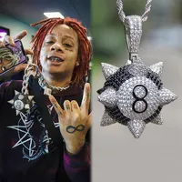 Hip Hop Iced Out Trippie Redd Meteor Hammer Pendant Necklace Gold Silver Plated with Rope Chain2558