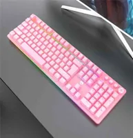 G900 Pink Mechanical Gaming Keyboard For PCLaptop USB Wired Gamer With RGB BacklightSide Light Blue Swicth 2106106857791
