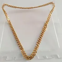 Classics 10k Fine Solid GOLD FINISH Stripe Cuban Curb Chain NECKLACE 24 Heavy Jewelry THICK185Q