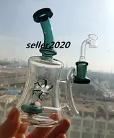 Propeller Bong Hookahs Shisha Smoking Glass Water Pipes Recycler Rotating Dab Rigs With 14mm Banger