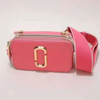 Tasche Tasche Marcs Jacob Designer Handtaschen Kamera -Tasche Pink Cowhide Damen Wide Schultergurt ein Crossbody MJ Small Square