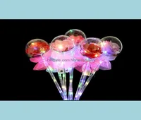 파티 장식 LED 호의적 인 Light Up Glowing Red Rose Flower Wands Bobo Ball Stick wedding OTG166344176