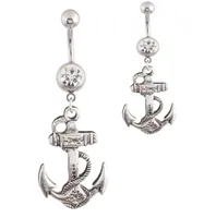 Body Jewelry Anchor Dangle Button Barbell Belly Navel Ring Bar Piercing Chain New Design for Girl Women jewelry4679387