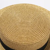 Fashion-Woven Wide-brimmed Hat Gold Metal Bee Fashion Wide Straw Cap Parent-child Flat-top Visor Woven Straw Hat247K