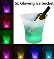 5L Waterproof Plastic LED Ice Buckets 7 Color LED Wine Drinks Beer Ice Cooler Light Up Champagne Beer Bucket Bars Night Party disc7072637
