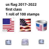 2022 스티커 US Flag USA USA 우편 우표 1 등석 우편 우체국 서비스 롤 코일 100 웨딩 축하 초대장 기념일 생일