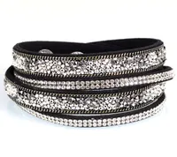 Double Wrap Bracelet With Crystal and Glass Seed Beads Korean FlanneletteAdjustable wrapped bracelets 3 colors8786544