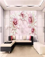 3D花壁紙POウォールペーパーリビングルームベッドルーム装飾Papel Pintado Pared Rollos Wall Papers Home Decor 3D Rose Flower9518581