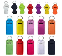 Neoprene Chapstick Holder Keychain Party Favor Solid Color Sublimation Lip Balm Holders Tracker Lipstick Pouch Metal Keyring9977980