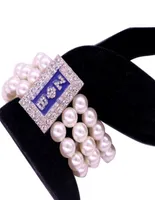 Drop Ship Nowe Made Three Layers Multi String Beads Pearls Greek Letter Sorority Zeta Phi Beta Bracelets Club Klub Biżuterii 9075786