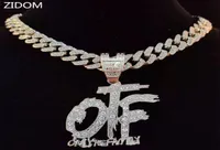 Pendant Necklaces Men Women Hip Hop ONLY THE FAMILY Letters Necklace With 13mm Miami Cuban Chain Iced Out Bling HipHop Jewelry5398961