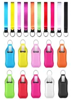 Party Supplies 3pcs sets Reusable Neoprene Hand Sanitizer Keychain Holder Set Wristlet Keychains Holders Pouch Kits With 30ML Leak1411216