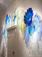 Moderne handgemaakte geblazen glazen bloemplaten voor wanddecoratie Chihuly -stijl Multicolor Murano Glass Hangende platen Wall Art voor H4467395