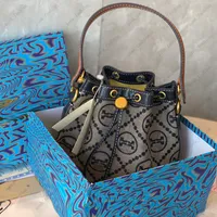 Bolsa de cubo de diseñador Bolsos de hombro para mujeres T Mono Jacquard Burch Luxurys Diseñadores Bolsos Bolsos de bolsos Crossbody bolsos con caja
