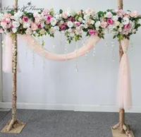 装飾的な花の花輪カスタムピンクの結婚式のフローラルアレンジメントアーチ人工コーナーフラワー窓ショッピングモールパーティー44712​​43