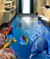 Custom Flooring Mural Wallpaper Tropical Fish Dolphin Underwater World 3D Bath Bathroom Bedroom 3D Floor Murals PVC Waterproof Sel3455325