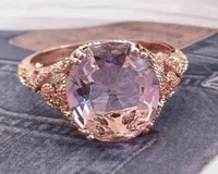 Rose Gold Big Crystal CZ Stone Wedding Ring For Women Unique Design Female Engagement Rings Jewelry4968596