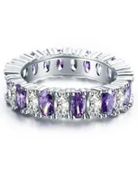 2017 Nuovo arrivo Whoucong Women Women Fashion Jewelry 925 Sterling Silver Amethyst Cz Diamond Party Classic Lady039s Band R4010215