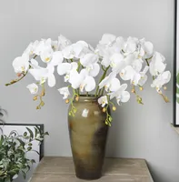 Artificial Silk White Orchid Flowers Högkvalitativ fjäril Moth Fake Flower for Wedding Party Home Festival Decoration7425806