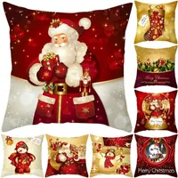 Pillow Case Christmas Kissen Kissenbezug Rot Gold Santa Claus Print Frohe 2022