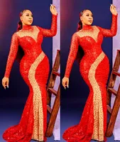 2021 Plus Size Arabic Aso EBI Red Luxurious Sparkly Prom Dresses Beaded Squinded Evening Party Second Recences Gow7394018