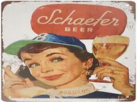Retro Tin Sign Schaefer Beer and Brooklyn Dodgers Metal Sign Wall Art Plaque Poster for Home Bar Pub 8 X12IN4618418