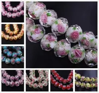 80pcs lampwork Flores facetadas Minchações de vidro de 108 mm Floral Rondelle Acessórios para jóias DIY Fazendo pingente de bracelete colar