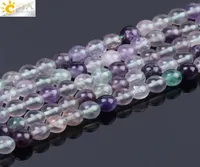 CSJA HELA 8MM Natural Gem Stone Colorful Fluorite runda l￶sa p￤rlor m￤n kvinnor armband halsband tillbeh￶r smycken g￶r BE3892080