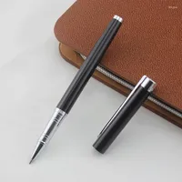 Jinhao 126 Black Rollerball Pen Silver Clip Metal Fine Point 0.5mm Ink Business Office Signature Pens