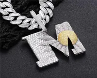 Hip Hop mrożony liter M Daisy wisiorek Naszyjnik białe złoto wysiane z kubańską łańcuchem biżuterii 20 mm 7329902